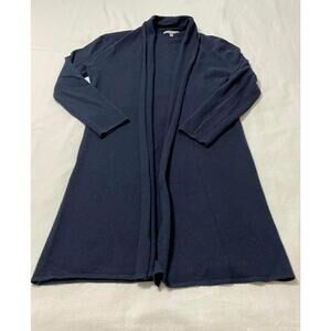 Women's Medium Neiman Marcus Navy Blue Cashmere Classic Cottage long open front